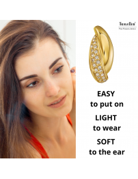 Traveller Clip-on Earrings - Gold coloured - Preciosa Crystals - Gold Plated - 21x9 mm - 157683