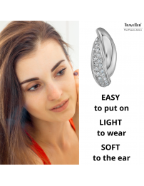 Traveller Clip-on Earrings - Silver coloured - Preciosa Crystals - Platinum Plated - 21x9 mm - 157684
