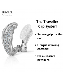 Traveller Clip-on Earrings - Silver coloured - Preciosa Crystals - Platinum Plated - 21x9 mm - 157684