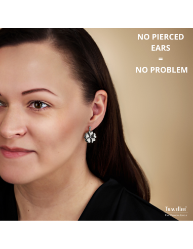 Traveller Clip-on Earrings - Drop Earring - Silver Coloured - Crystals - Platinum Plated - Hearts - 25x20 mm - 157693