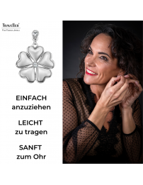Traveller Ohrclips - Hänger - Silberfarbe - Kristalle - Platiniert - Herzen - 25x20 mm - 157693