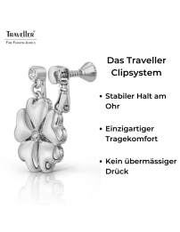 Traveller Ohrclips - Hänger - Silberfarbe - Kristalle - Platiniert - Herzen - 25x20 mm - 157693