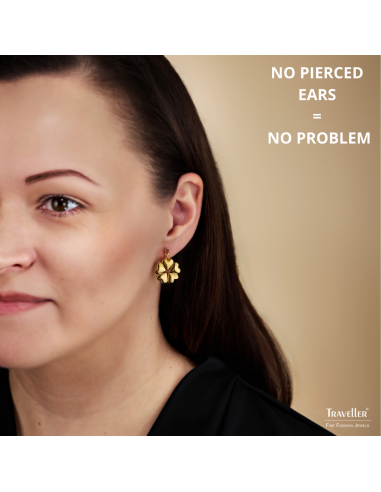 Traveller Clip-on Earrings - Drop Earring - Gold Coloured - Crystals - Red - Gold Plated - Hearts - 25x20 mm - 157694