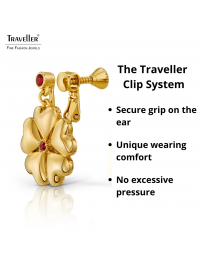 Traveller Clip-on Earrings - Drop Earring - Gold Coloured - Crystals - Red - Gold Plated - Hearts - 25x20 mm - 157694
