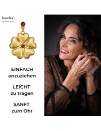 Traveller Ohrclips - Hänger - Goldfarbe - Kristalle - Rot / Siam - Vergoldet - Herzen - 25x20 mm - 157694 