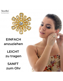 Traveller Ohrclip - Vergoldet - Kristalle - Blumenförmig - Ø 15mm - 157601