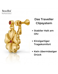 Traveller Ohrclips - Hänger - Goldfarbe - Kristalle - Rot / Siam - Vergoldet - Herzen - 25x20 mm - 157694 