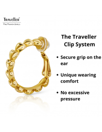 Traveller Clip-on Earrings - Hoops - Gold Coloured - Hoop 24 mm - Hearts - Gold Plated - 157686