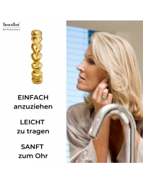 Traveller Ohrclips - Creolen - Goldfarbe - 24 mm - Herze - Vergoldet - 157686