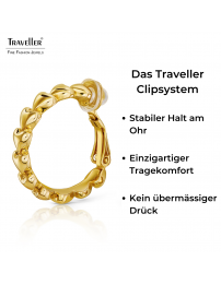Traveller Ohrclips - Creolen - Goldfarbe - 24 mm - Herze - Vergoldet - 157686