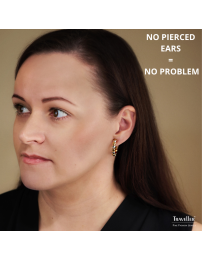 Traveller Clip-on Earrings - Hoops - Gold & Silver Coloured - 24 mm - Hearts - Gold & Platinum Plated - 157686