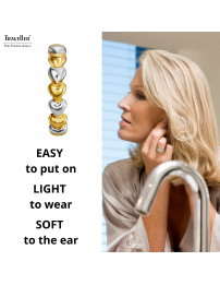 Traveller Clip-on Earrings - Hoops - Gold & Silver Coloured - 24 mm - Hearts - Gold & Platinum Plated - 157686