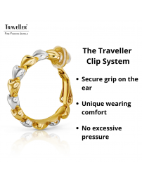 Traveller Clip-on Earrings - Hoops - Gold & Silver Coloured - 24 mm - Hearts - Gold & Platinum Plated - 157686