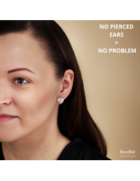 Traveller Clip-on Earrings - Gold Coloured - Zirkonia - Gold Plated - Heart - 13x12 mm - 157674