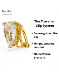 Traveller Clip-on Earrings - Gold Coloured - Zirkonia - Gold Plated - Heart - 13x12 mm - 157674