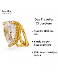 Traveller Ohrclips - Goldfarbe - Zirkonia - Vergoldet - Herz - 13x12 mm - 157674