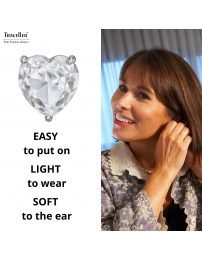 Traveller Clip-on Earrings - Silver Coloured - Zirkonia - Platinum Plated - Heart - 13x12 mm - 157675