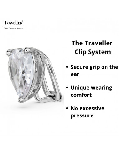 Traveller Clip-on Earrings - Silver Coloured - Zirkonia - Platinum Plated - Heart - 13x12 mm - 157675