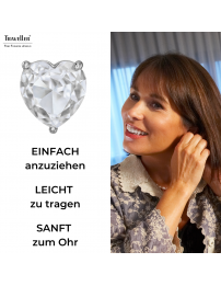 Traveller Ohrclips - Silberfarbe - Zirkonia - Platiniert - Herz - 13x12 mm - 157675