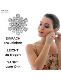 Traveller Ohrclip - Silberfarben - Kristalle - Platiniert - Blumenförmig - Ø 15mm - 157602
