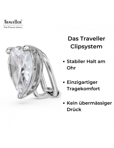 Traveller Ohrclips - Silberfarbe - Zirkonia - Platiniert - Herz - 13x12 mm - 157675
