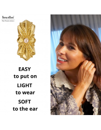 Traveller Clip-on Earrings - Gold Coloured - Crystals - Gold Plated - 20x10 mm - 157702