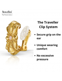 Traveller Clip-on Earrings - Gold Coloured - Crystals - Gold Plated - 20x10 mm - 157702