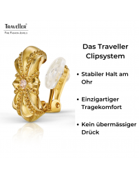 Traveller Ohrclips - Goldfarbe - Kristalle - Vergoldet - 20x10 mm - 157702
