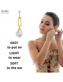 Traveller Clip-on Earrings - Drop Earring - Baroque Pearls - 14x12 mm - White - Gold Plated - Link - 50x12mm - 114278