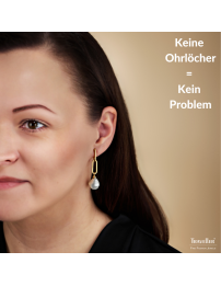 Traveller Ohrclips - Hänger - Goldfarbe - Barock Perle - 14x12mm - Weiss - Vergoldet -  Glieder - 50x12mm - 114278