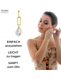 Traveller Ohrclips - Hänger - Goldfarbe - Barock Perle - 14x12mm - Weiss - Vergoldet -  Glieder - 50x12mm - 114278