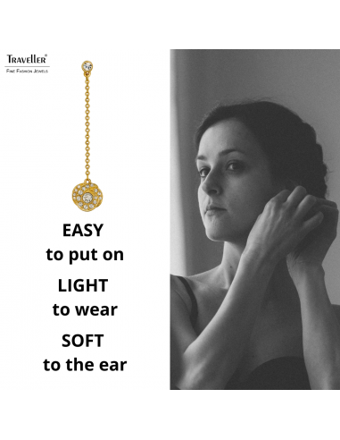 Traveller Drop Earrings - Gold Coloured - Crystals - Gold Plated - 45x10 mm - 157706