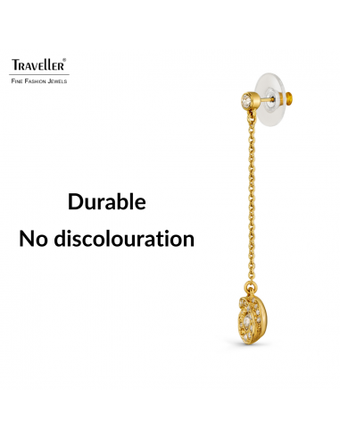 Traveller Drop Earrings - Gold Coloured - Crystals - Gold Plated - 45x10 mm - 157706