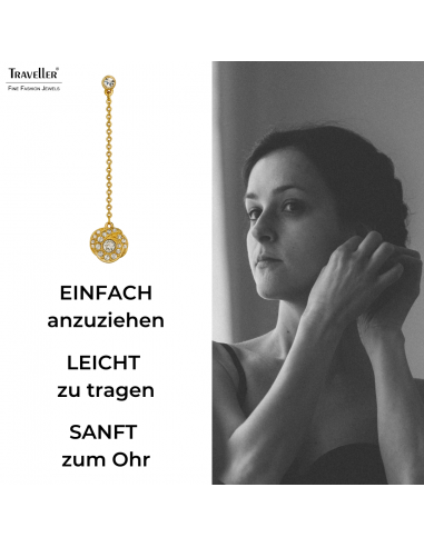Traveller Ohrhänger - Goldfarbe - Kristalle - Vergoldet - 45x10 mm - 157706