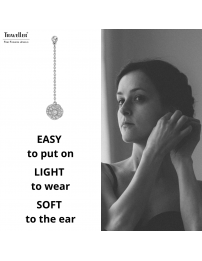 Traveller Drop Earrings - Silver Coloured - Crystals - Platinum Plated - 45x10 mm - 157707