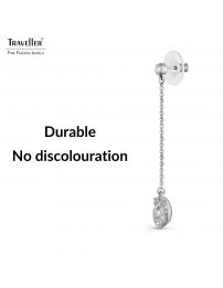 Traveller Drop Earrings - Silver Coloured - Crystals - Platinum Plated - 45x10 mm - 157707