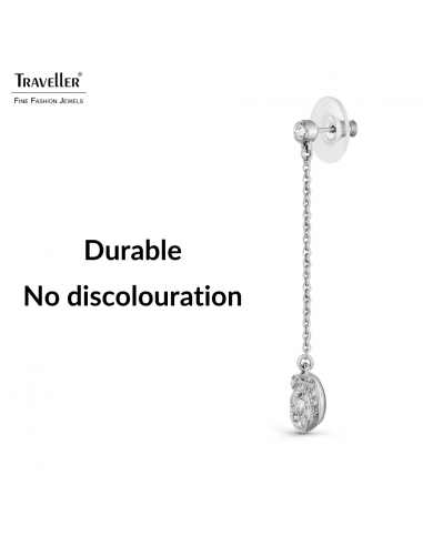 Traveller Drop Earrings - Silver Coloured - Crystals - Platinum Plated - 45x10 mm - 157707
