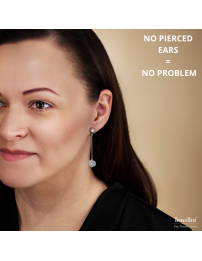 Traveller Clip-on Earrings - Drop Earring - Platinum Plated - Crystals - 50x10 mm - 157709