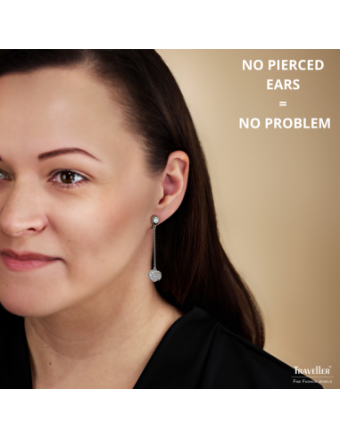 Traveller Clip-on Earrings - Drop Earring - Platinum Plated - Crystals - 50x10 mm - 157709