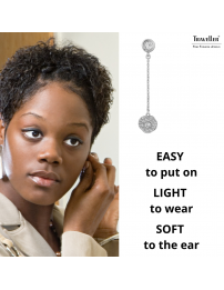 Traveller Clip-on Earrings - Drop Earring - Platinum Plated - Crystals - 50x10 mm - 157709