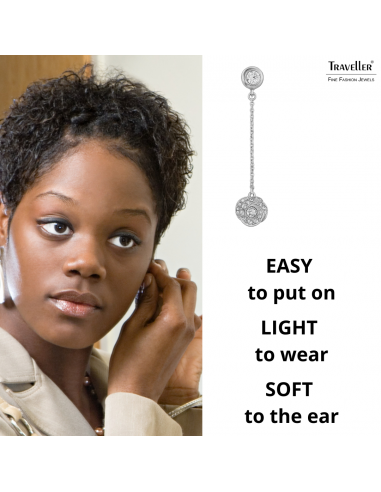 Traveller Clip-on Earrings - Drop Earring - Platinum Plated - Crystals - 50x10 mm - 157709