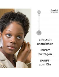 Traveller Ohrclips - Hänger - Silberfarbe - Kristalle - Platniert - 50x10 mm - 157709 