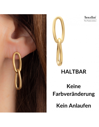 Traveller Ohrhänger - Damen - Vergoldet - Matt - Glieder - Edelstahl - 30 x 7 mm - 181252