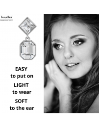 Traveller Clip-on Earrings - Drop Earring - Silver Coloured - Crystals - Platinum Plated - 30x13mm - 157697
