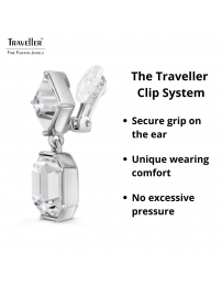Traveller Clip-on Earrings - Drop Earring - Silver Coloured - Crystals - Platinum Plated - 30x13mm - 157697