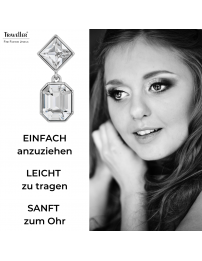 Traveller Ohrclips - Hänger - Silberfarbe - Kristalle - Platiniert - 30x13mm - 157697