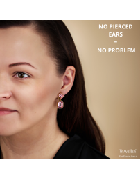 Traveller Clip-on Earrings - Drop Earring - Gold coloured - Crystals - Light Pink - Gold plated - 30x13 mm - 157698