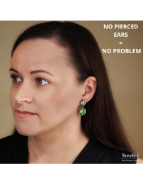 Traveller Clip-on Earrings - Drop Earrings - Platinum Plated - Crystals - Green - Crysolite&Peridot - 30x13 mm - 157700