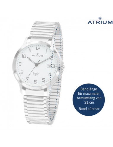 ATRIUM Herren Armbanduhr Zugband Edelstahl Silberfarben - A12-50