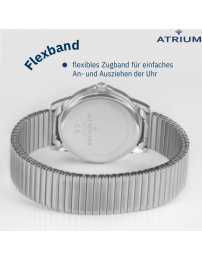 ATRIUM Herren Armbanduhr Zugband Edelstahl Silberfarben - A12-50
